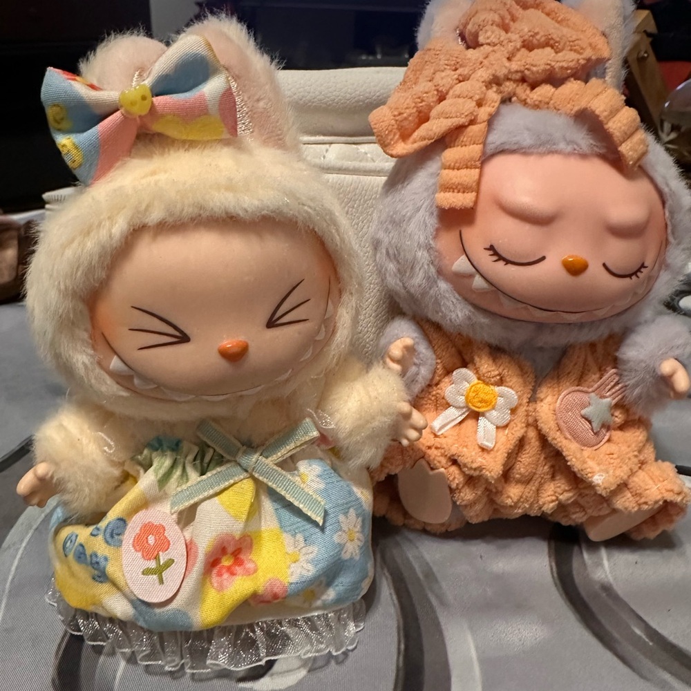 Cute Plush Dolls with Colorful Outfits